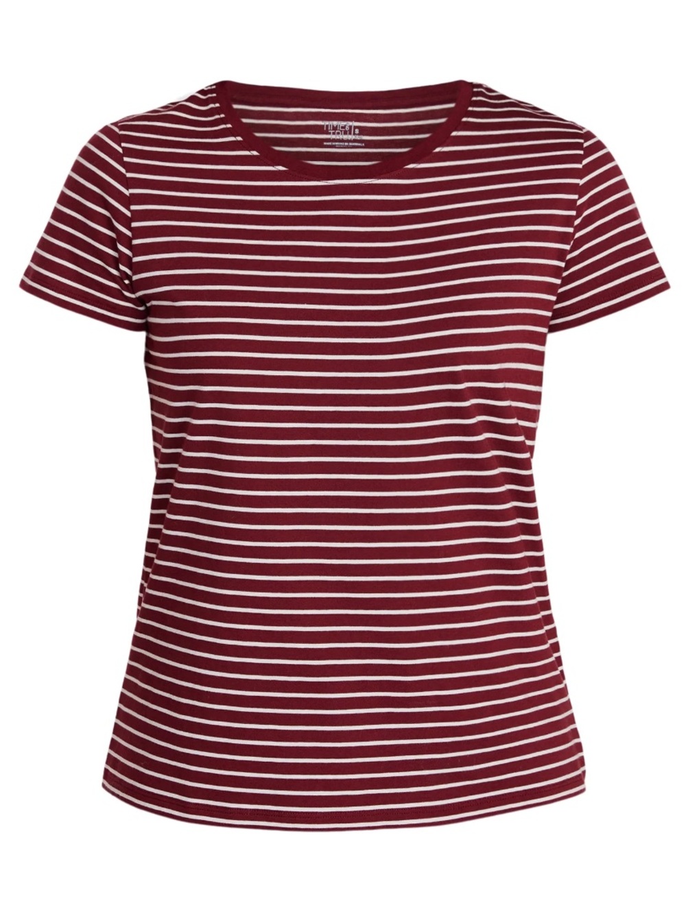 Time and Tru Women's Cotton Crewneck Tee with Short Sleeves